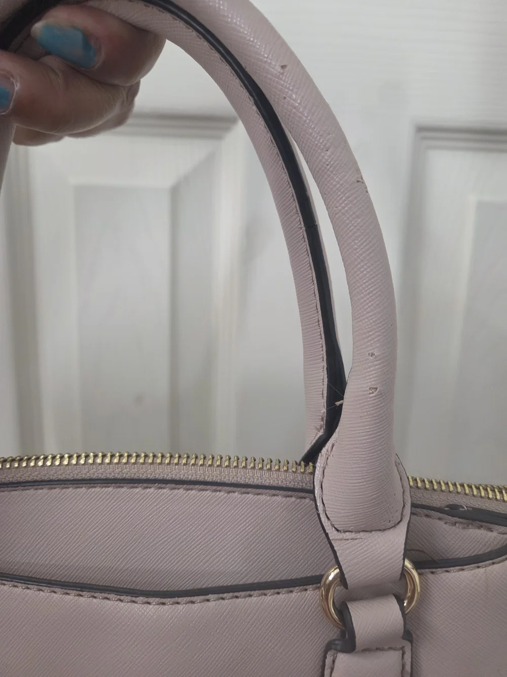 Nine West Light Pink Saffiano Satchel with Tassel Charm